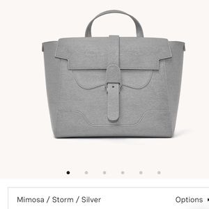 Senreve Maestra bag in Mimosa leather, color Storm, silver hardware.
